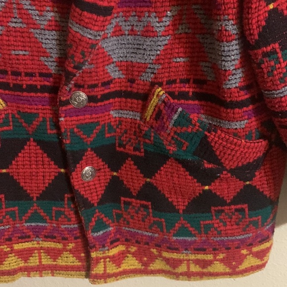 Vintage Circa outdoor living southwest blanket jacket Aztec print 1X - Picture 2 of 10